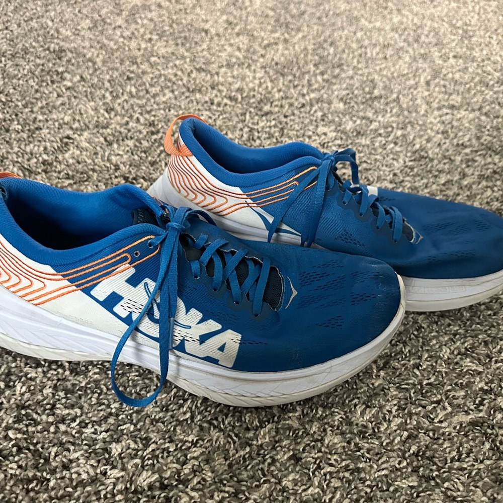 Hoka Blue and White Athletic Sneakers